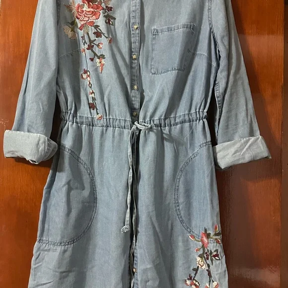 Embroidered Denim Shirt Dress - Picture 6 of 6